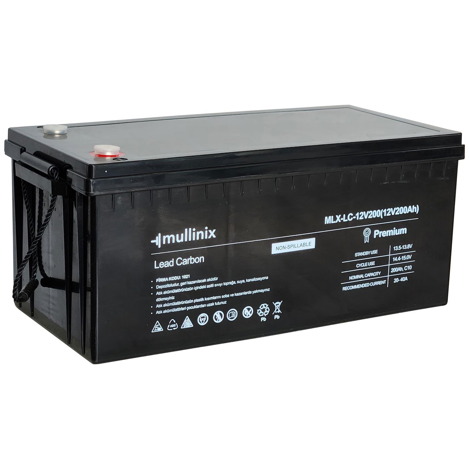 Mullinix - 12V 200AH Kurşun Karbon Jel Akü