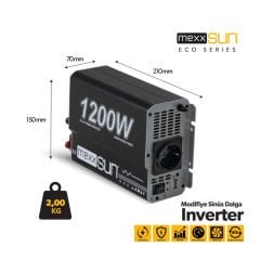 Mexxsun 12V 1200W Modifiye Sinüs Inverter