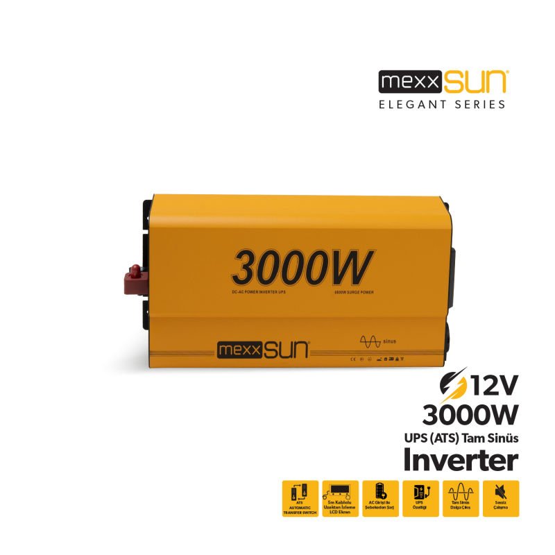 Mexxsun 12V 3000W Tam Sinüs UPS (Remote Ekran) Inverter
