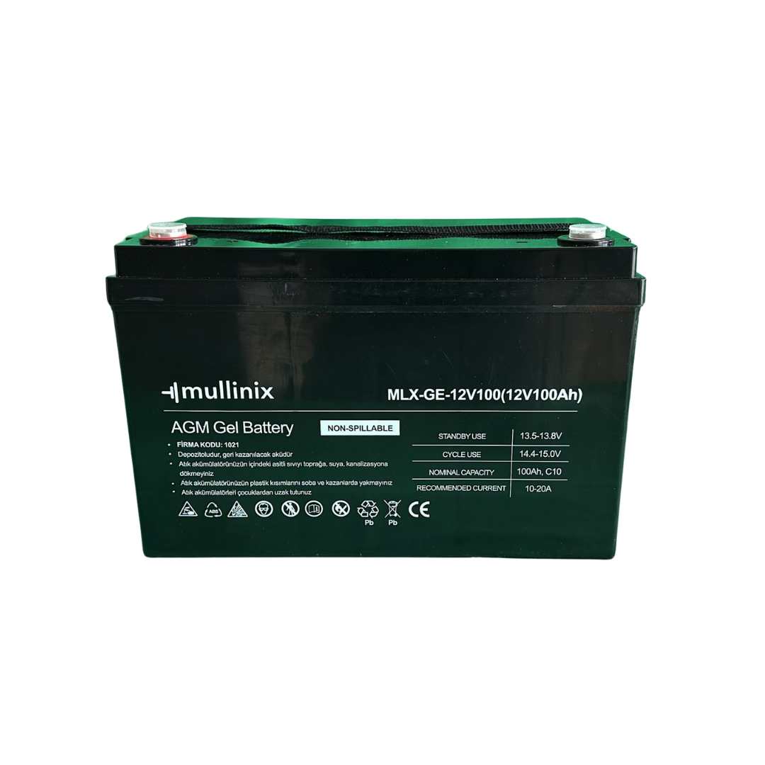 Mullinix 12V 100Ah Derin Döngülü AGM Jel Akü
